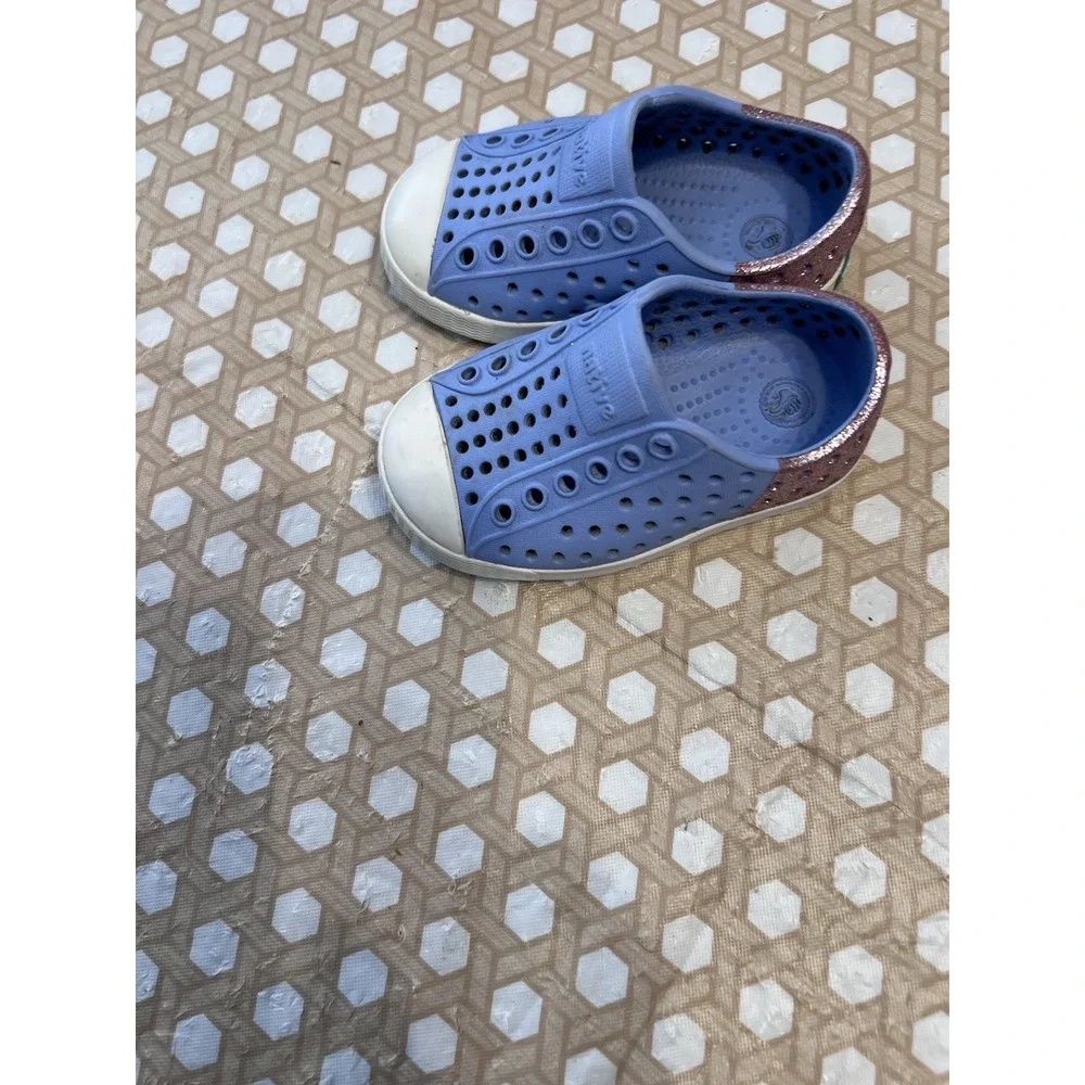 Native Jefferson‎ Shoes Pink/Blue Glitter Toddler Size C4